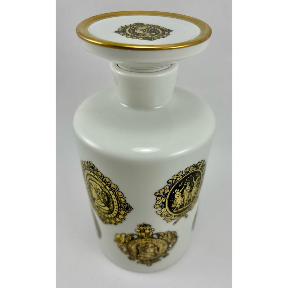 Large Vintage Decanter Perfume Bottle with Stopper Alka Kunst 23 CT Gold Leaf